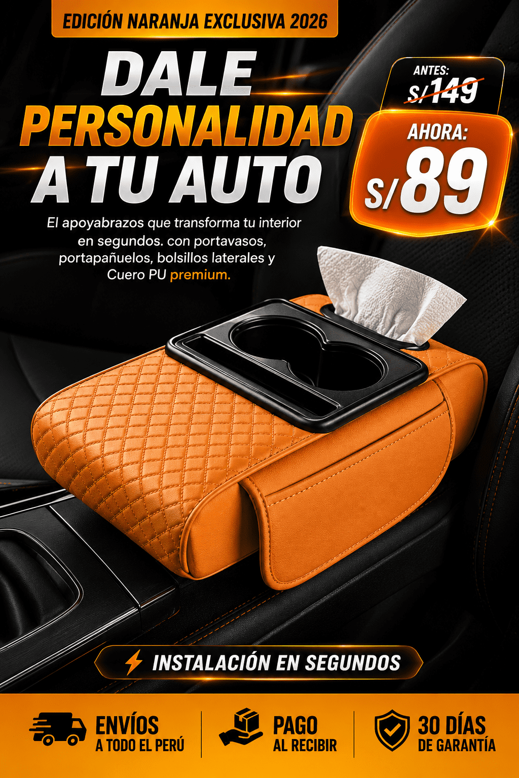 Apoyabrazos Naranja para Auto